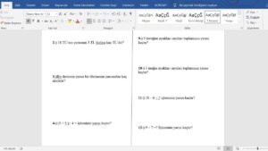 1. Sınıf Kesirler Problemleri Etkinlik Örneği – word