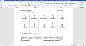 1. Sınıf Matematik Toplama İşlemi Çalışma Kağıtları