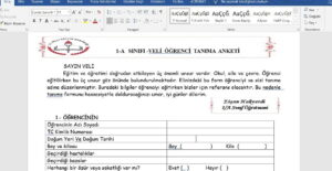 1. Sınıf Veli Tanıma Anketi: Başarılı Bir Okul Başlangıcı İçin Kapsamlı Form