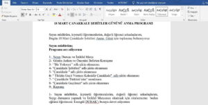 18 Mart Çanakkale Şehitlerini Anma Programı ve Şiirleri – Word