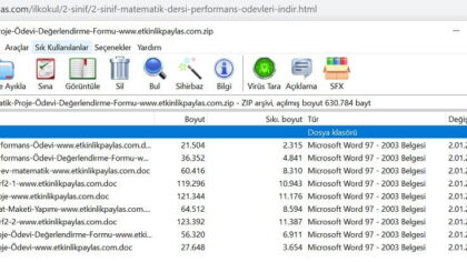 2. sınıf Matematik Dersi Performans Ödevleri- 8 Adet