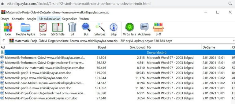 2. sınıf Matematik Dersi Performans Ödevleri- 8 Adet