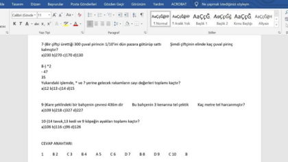 3. Sınıf Matematik Yazılı Soruları – Word – doc | Ücretsiz ve Güncel