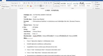 3. Sınıf Rehberlik Davranışlarımın Etkileri Etkinliği