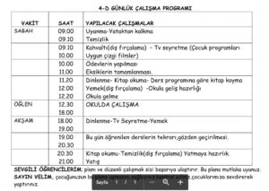 4. Sınıf Ders Çalışma Programı: Başarıya Giden Yol (Word İndir)