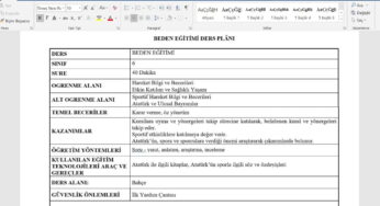 6. Sınıf Beden Eğitimi Günlük Ders Planları – Toplu Word Formatında İndirin