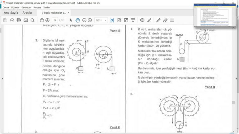 Basit Makineler Çözümlü Sorular – pdf