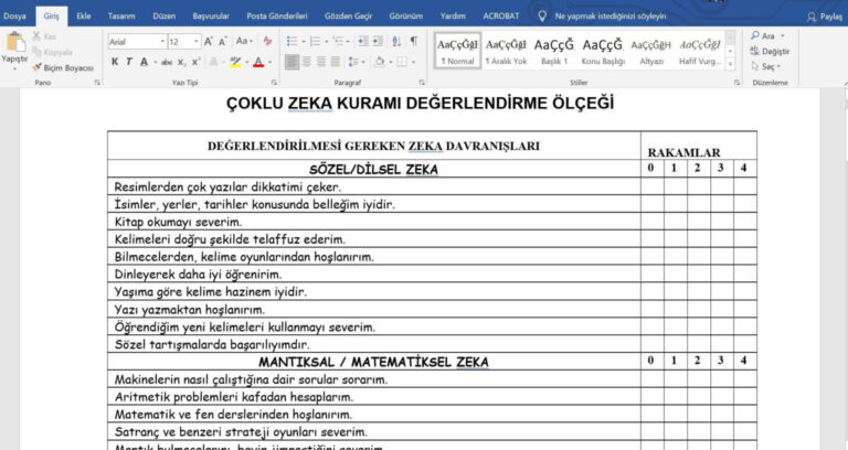 Çoklu Zeka Değerlendirme Ölçeği