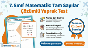 Çözümlü Yaprak Test – 7. Sınıf Matematik