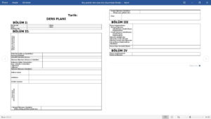 Ders Planı Örneği – Günlük – word ve pdf