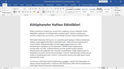 Dünya Kitap Günü ve Kütüphaneler Haftası Etkinlikleri