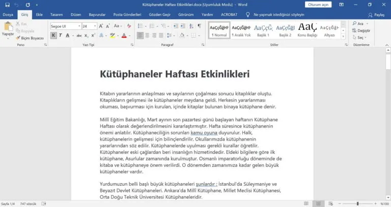 Dünya Kitap Günü ve Kütüphaneler Haftası Etkinlikleri