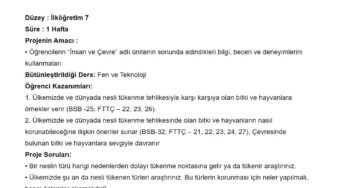 Fen Bilgisi Proje Ödevi “NESLİ TÜKENEN CANLILAR PROJESİ”