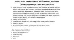 Hatıra Türü – Anı Özellikleri ve Ödev Örnekleri