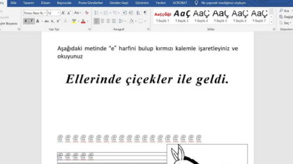 İçi Boş Harfleri Boyama: 1. Sınıf İlkokuma İçin Word Etkinlikleri