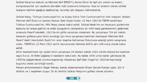 İstiklal Marşı’nın Kabulü ve Mehmet Akif ERSOY’u Anma Günü