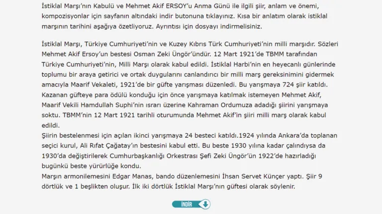 İstiklal Marşı’nın Kabulü ve Mehmet Akif ERSOY’u Anma Günü