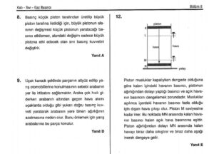 Katı – Sıvı – Gaz Basıncı Çözümlü Sorular – PDF