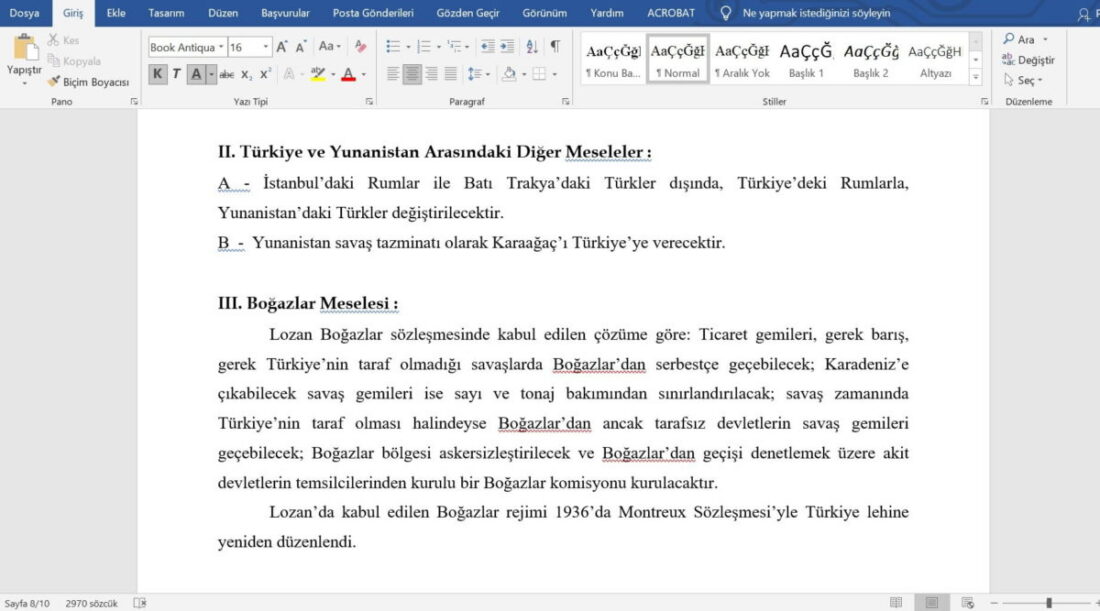 Sosyal Bilgiler ve Tarih İçin Lozan Barış Antlaşması Konu Anlatımı Proje Ödevi