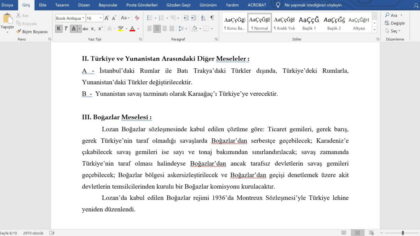 Sosyal Bilgiler ve Tarih İçin Lozan Barış Antlaşması Konu Anlatımı Proje Ödevi