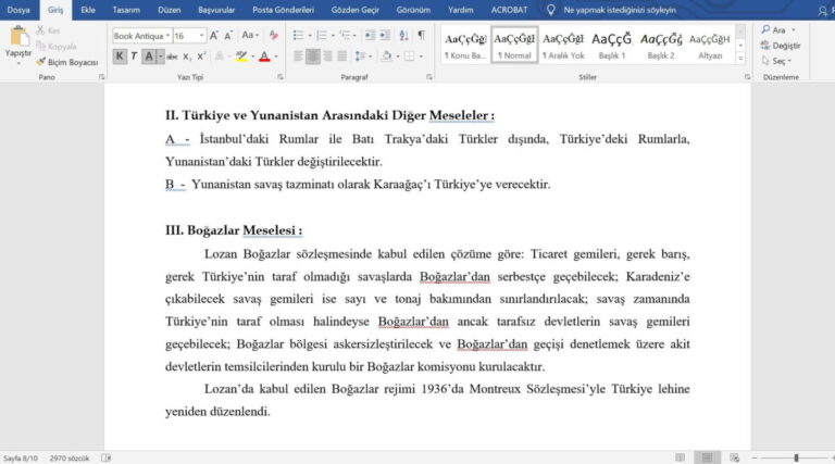 Sosyal Bilgiler ve Tarih İçin Lozan Barış Antlaşması Konu Anlatımı Proje Ödevi