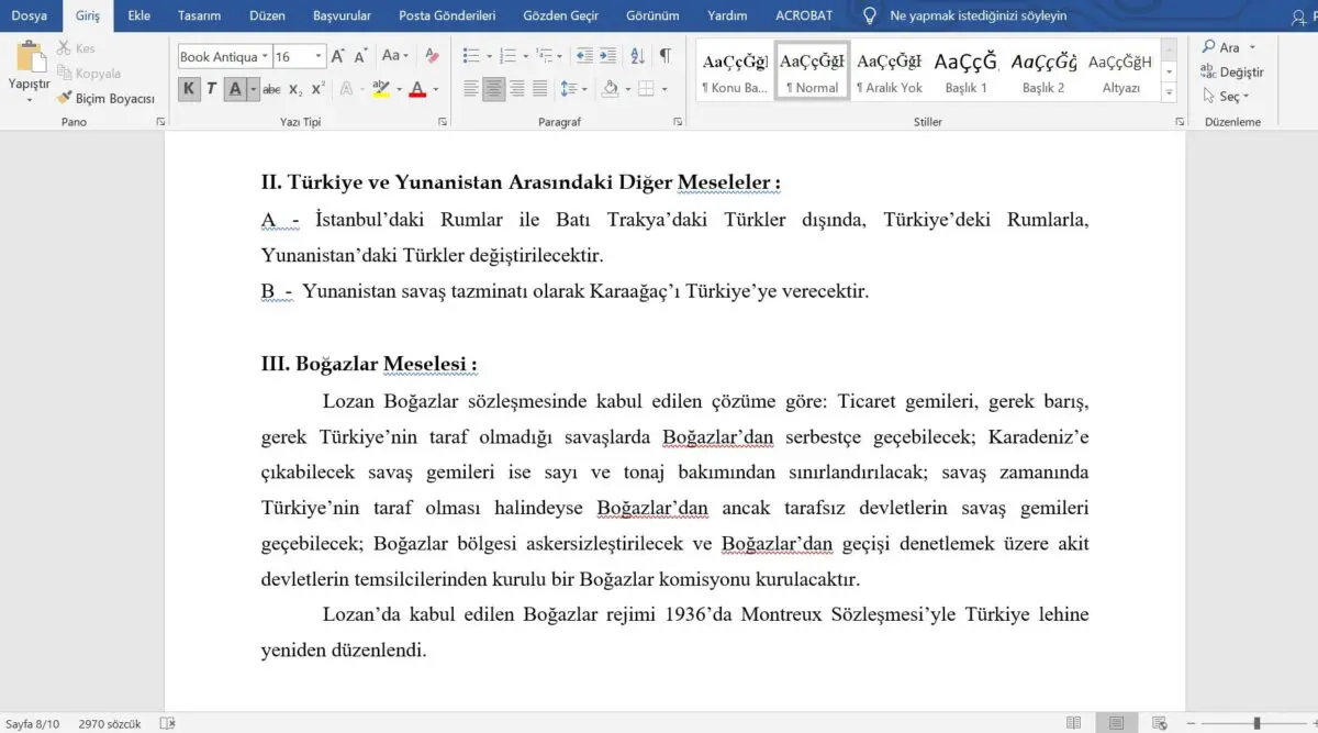 Lozan Barış Antlaşması Proje Ödevi - word
