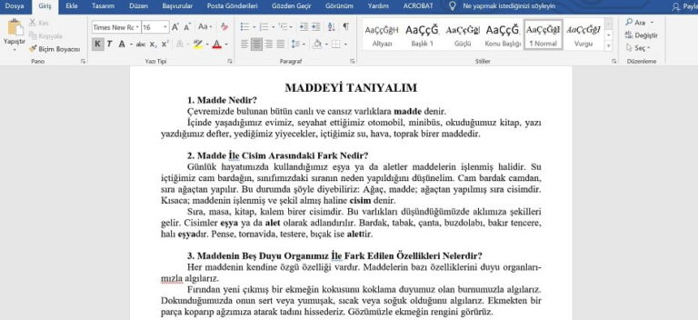 Maddeyi Tanıyalım- Maddenin Özellikleri Konu Özeti – Fen Bilimleri