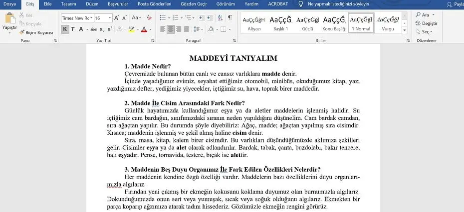 Maddeyi Tanıyalım- Maddenin Özellikleri – Fen Bilgisi