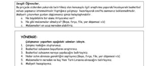 Matematik Performans ve Proje Ödev Örnekleri – 5.Sınıflar
