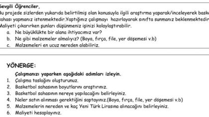 Matematik Performans ve Proje Ödev Örnekleri – 5.Sınıflar