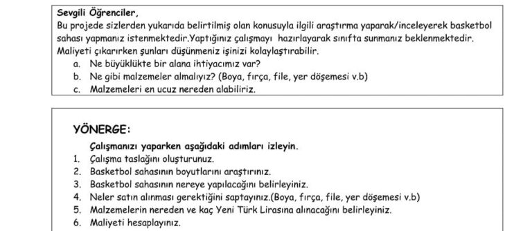 Matematik Performans ve Proje Ödev Örnekleri – 5.Sınıflar