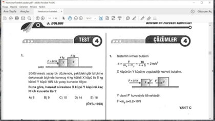 Newton’un Hareket Yasaları Çözümlü Sorular PDF İndir