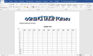 Öğrenci Davranış Takip Formu – Veliler için – word