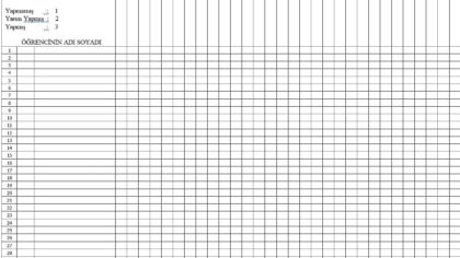 Öğrenci Etkinlik Gözlem Formu – Excel
