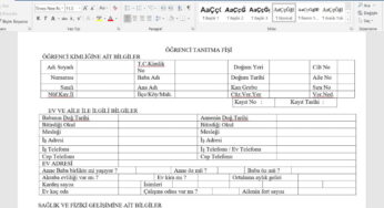 Öğrenci Tanıma Fişi – Öğrenci Tanıma Formu – Word