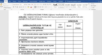 Öğrenciler için Öz Değerlendirme Formu – word – doc