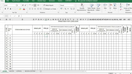 Öğretmen Not Çizelgeleri: Excel ile Not Yönetimini Kolaylaştırın