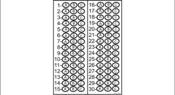 Optik Form – 3 Şıklı 30 Sorulu Cevap Anahtarı