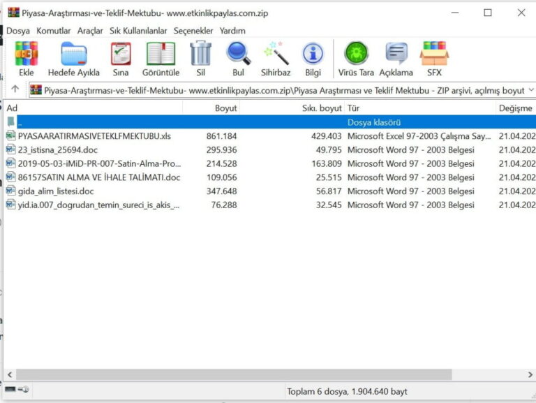 Piyasa Araştırması ve Teklif Mektubu – Excel xls