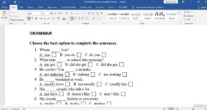 Simple Tenses Test- S.present, P.Cont. & S.past – word