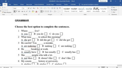 Simple Tenses Test- S.present, P.Cont. & S.past – word