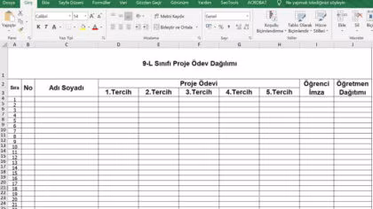 Sınıf Öğretmenlerinin Proje Dağıtım İşleri ile ilgili dosyalar