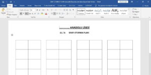Sınıf Oturma Planı Word Şablonu – İndir, Düzenle, Yazdır