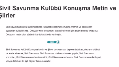 Sivil Savunma Kulübü Konuşma Metni ve Şiirleri: Tören İçin Hazır İçerik