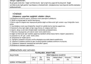 Sosyal Bilgiler Performans Ödevleri ve Proje Ödev Örnekleri – 5. Sınıf