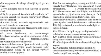 5. Sınıf Türkçe Performans ve Proje Ödev Örnekleri