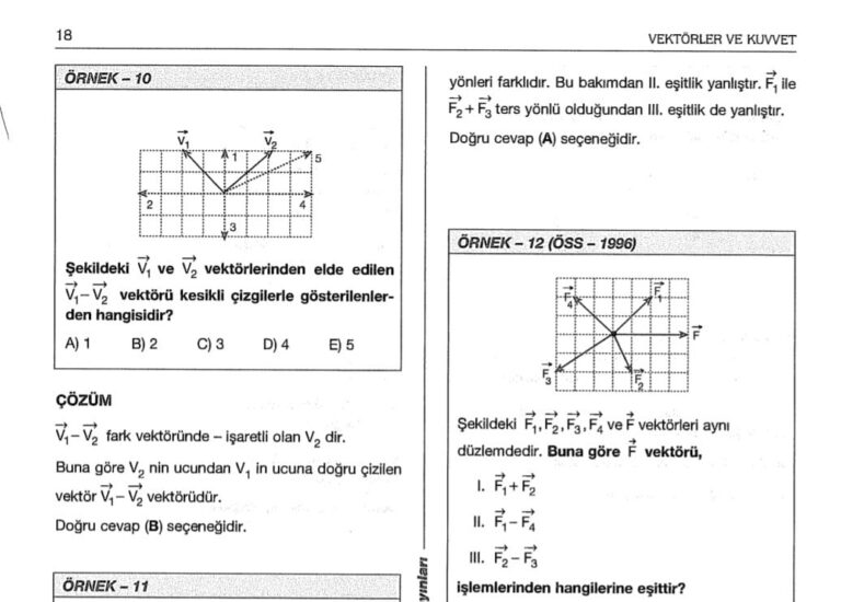 Vektörlerin Toplanması Çözümlü Sorular PDF – 9. Sınıf Fizik
