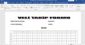 Veli Takip Formu – Word – doc