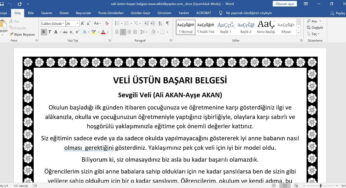 Veli Üstün Başarı Belgesi Word: Öğretmenler İçin Hazır Şablon