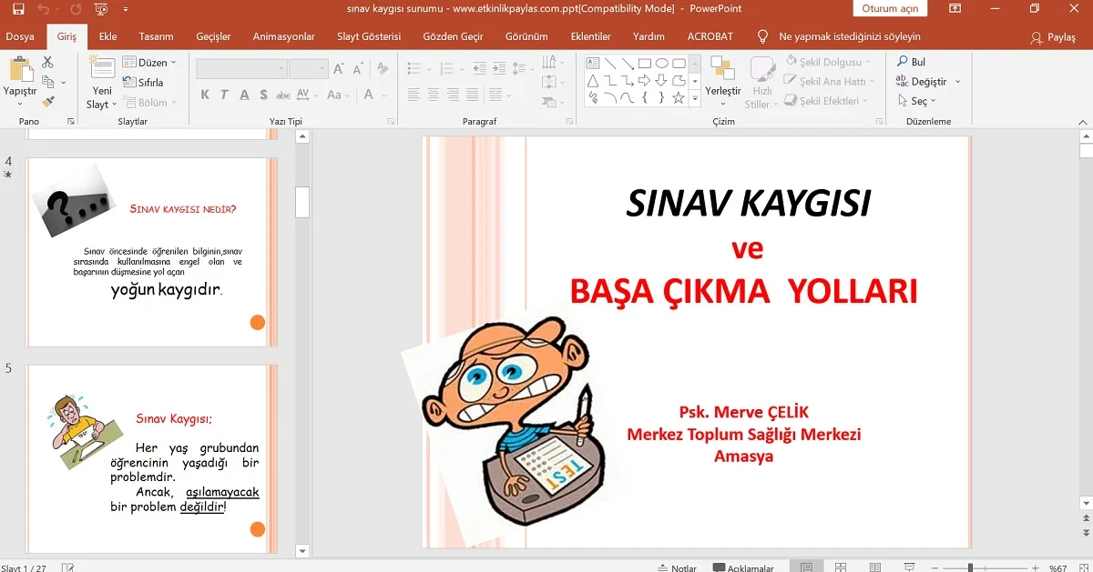 Sınav Kaygısı ile Başa Çıkma Yöntemleri Sunumu